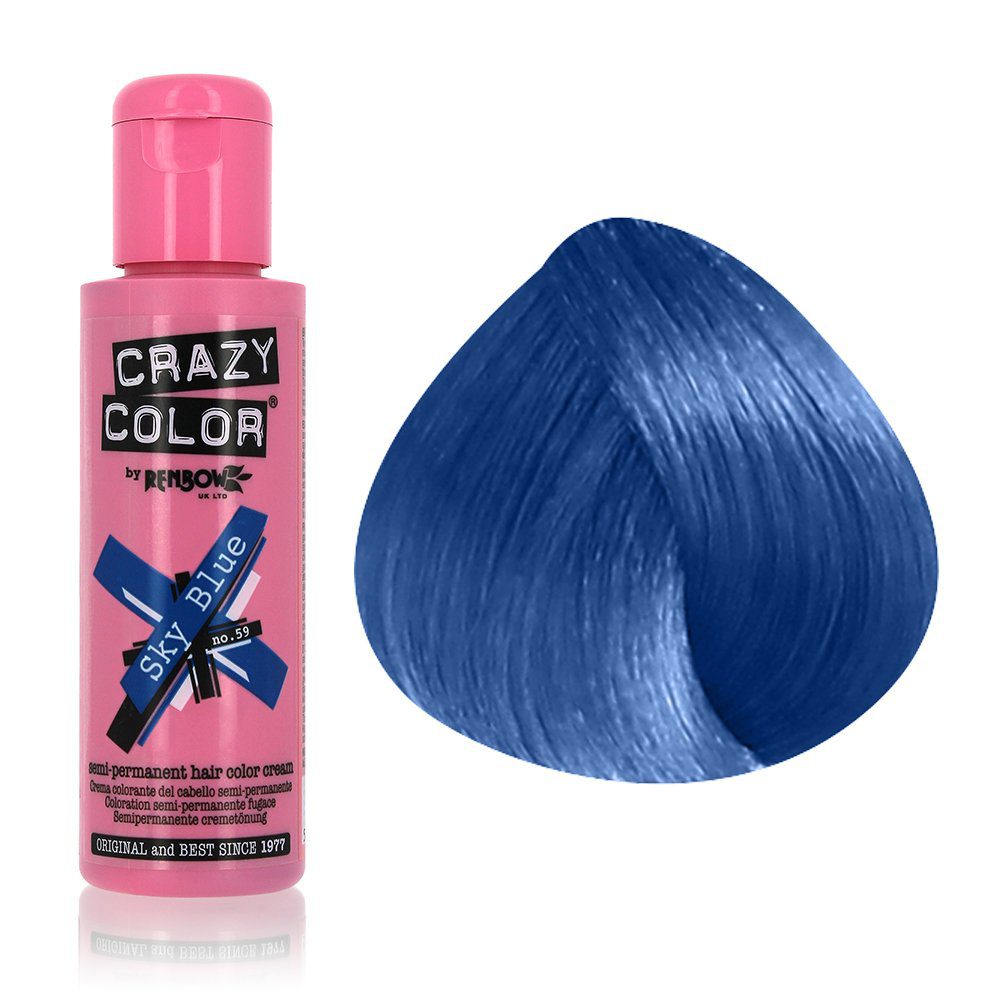 Crazy Color Semi Permanent Hair Colour, Sky Blue 59, 10g - Beauty Fine